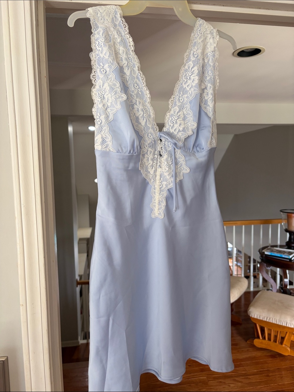 Princess Polly Light Blue Lace-Trim Slip Dress